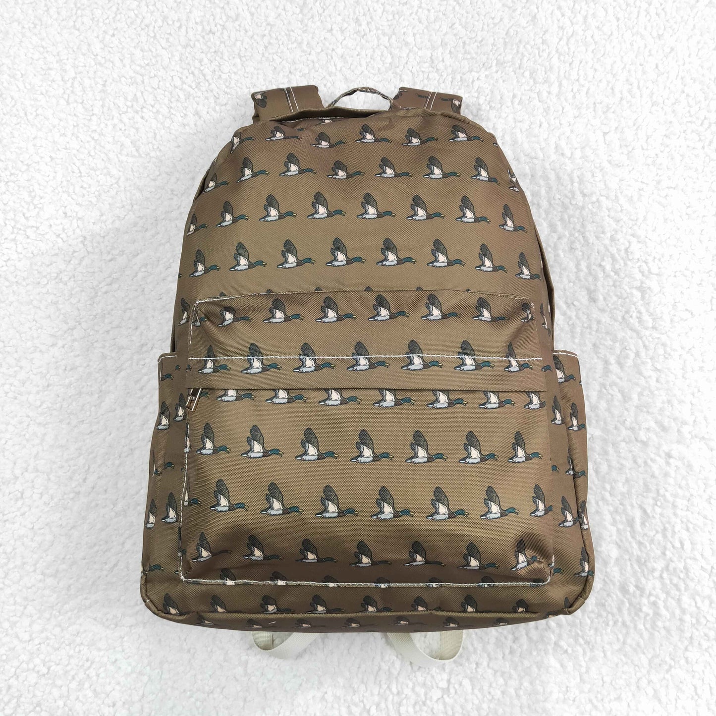 brown duck print children backpack