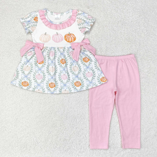 short sleeve pumpkin legging set pink