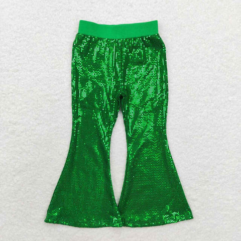 green sequins pants wide leg trousers girl party fashions