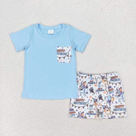 happy birthday blu*y shorts set boys clothing