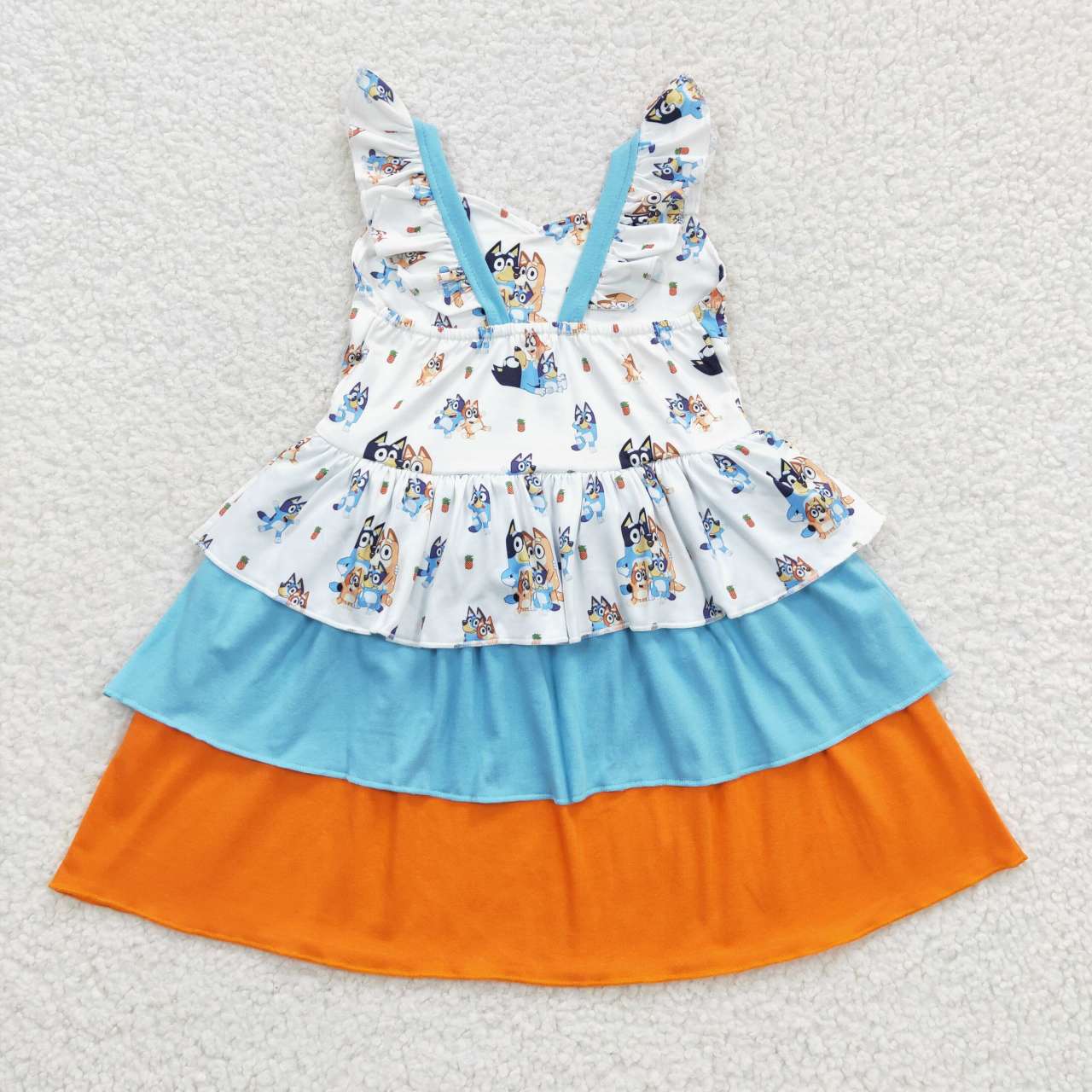 blue&orange blu*y 3 layer ruffle twirl dress