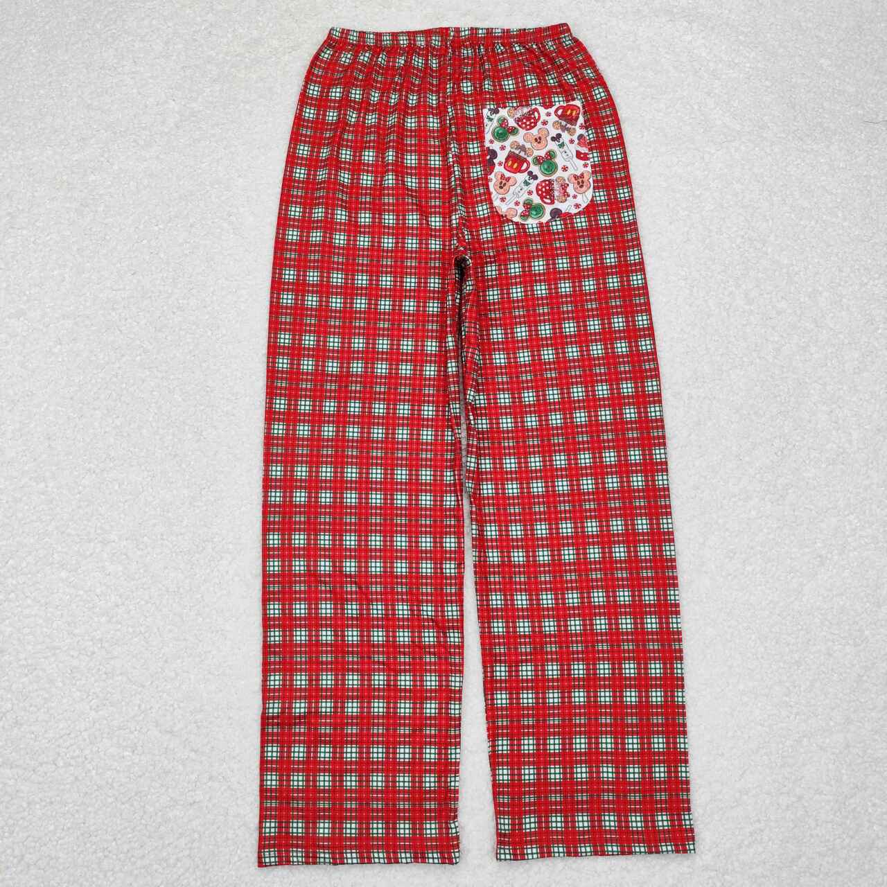 woman sleepwear green red plaid adult christmas straight pants