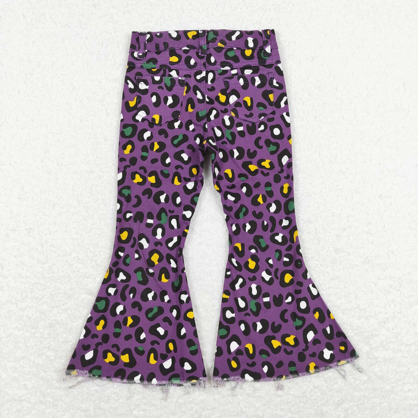 mardi gras purple green yellow leopard denim pants jeans