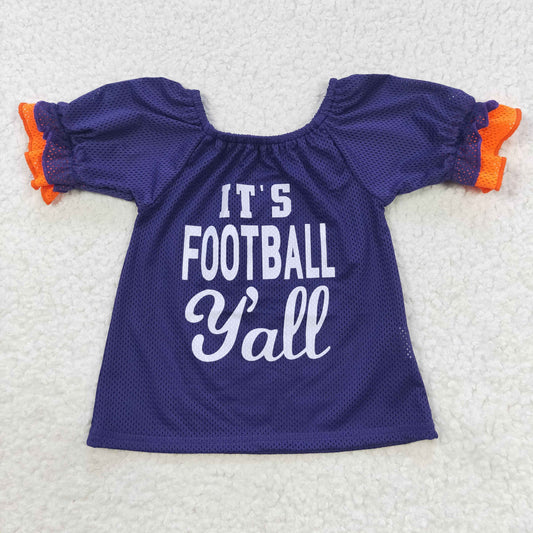 Purple It’s football y’all printed letters top sports clothing