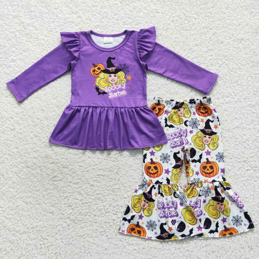 Girl Halloween outfit purple spooky vibes bells set