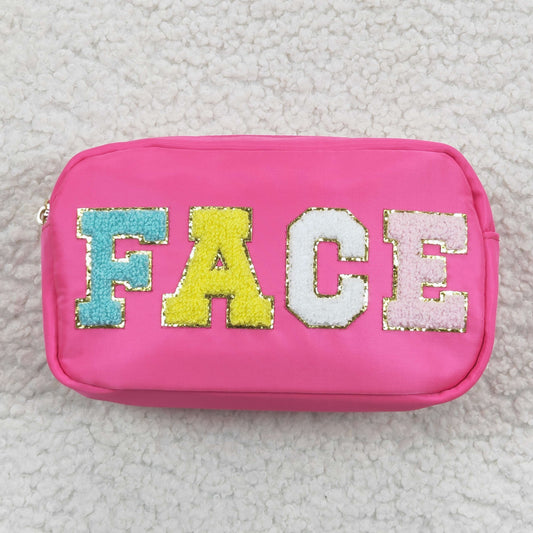 face letters pink makeup bag