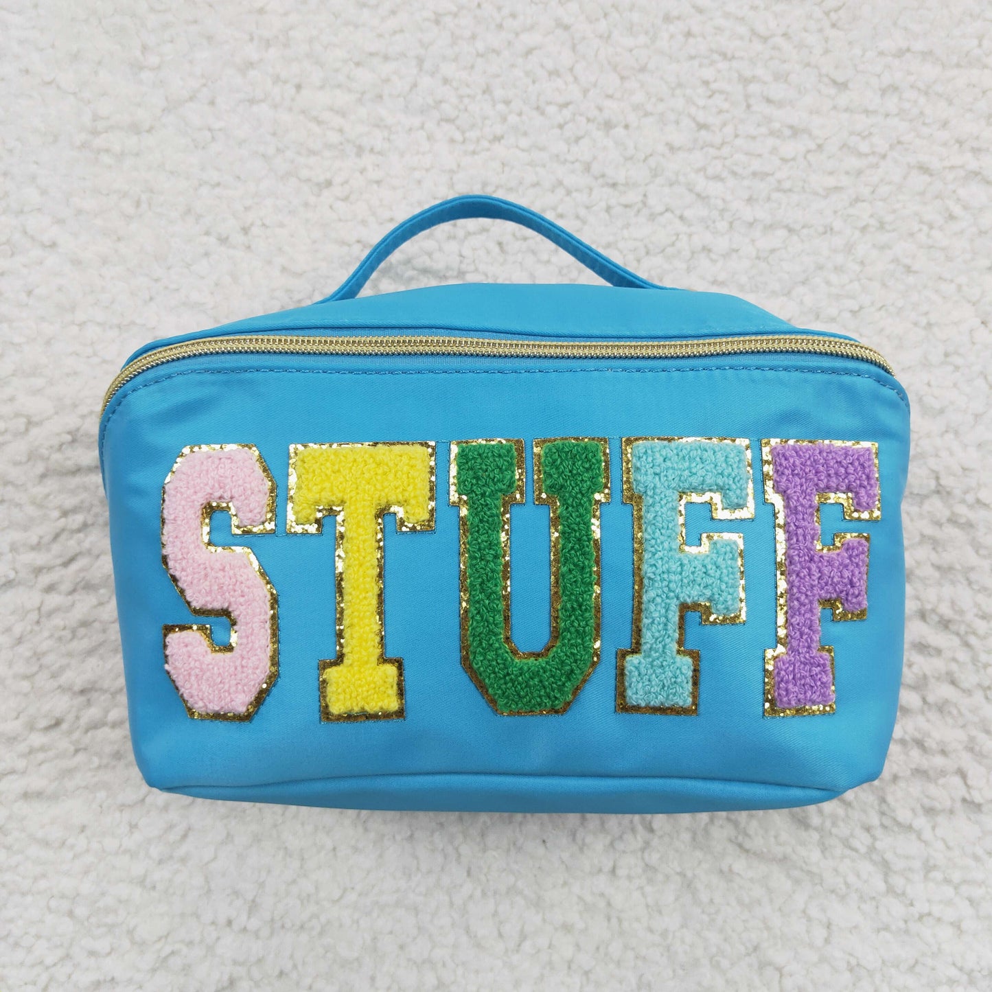 Stuff letters blue cosmetic bag