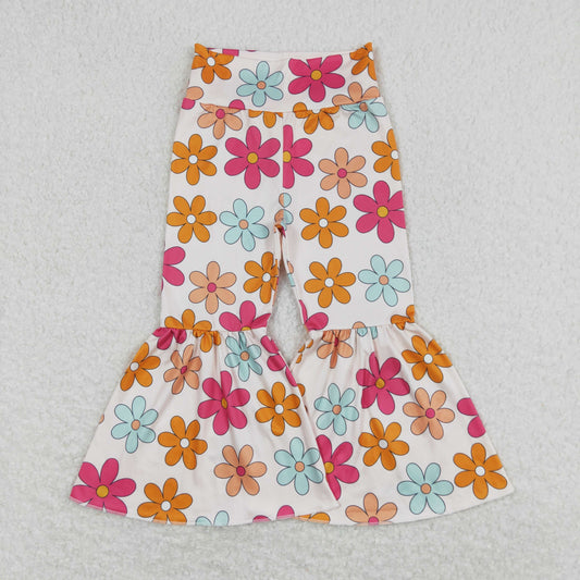 spring colorful flower girls bell bottom pants