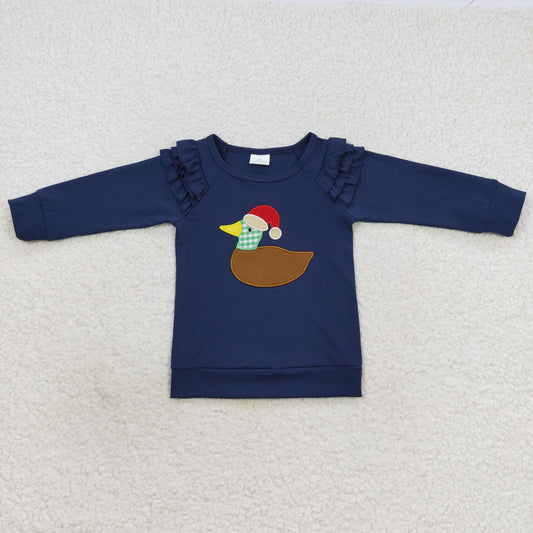 navy blue christmas duck embroidery pullovers
