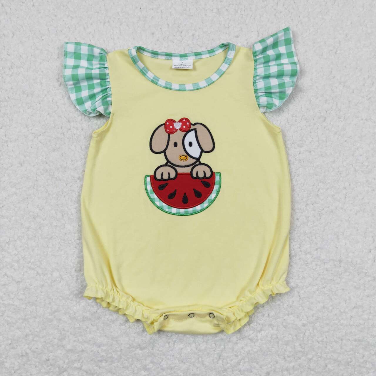 dog watermelon embroidery girl summer bubble