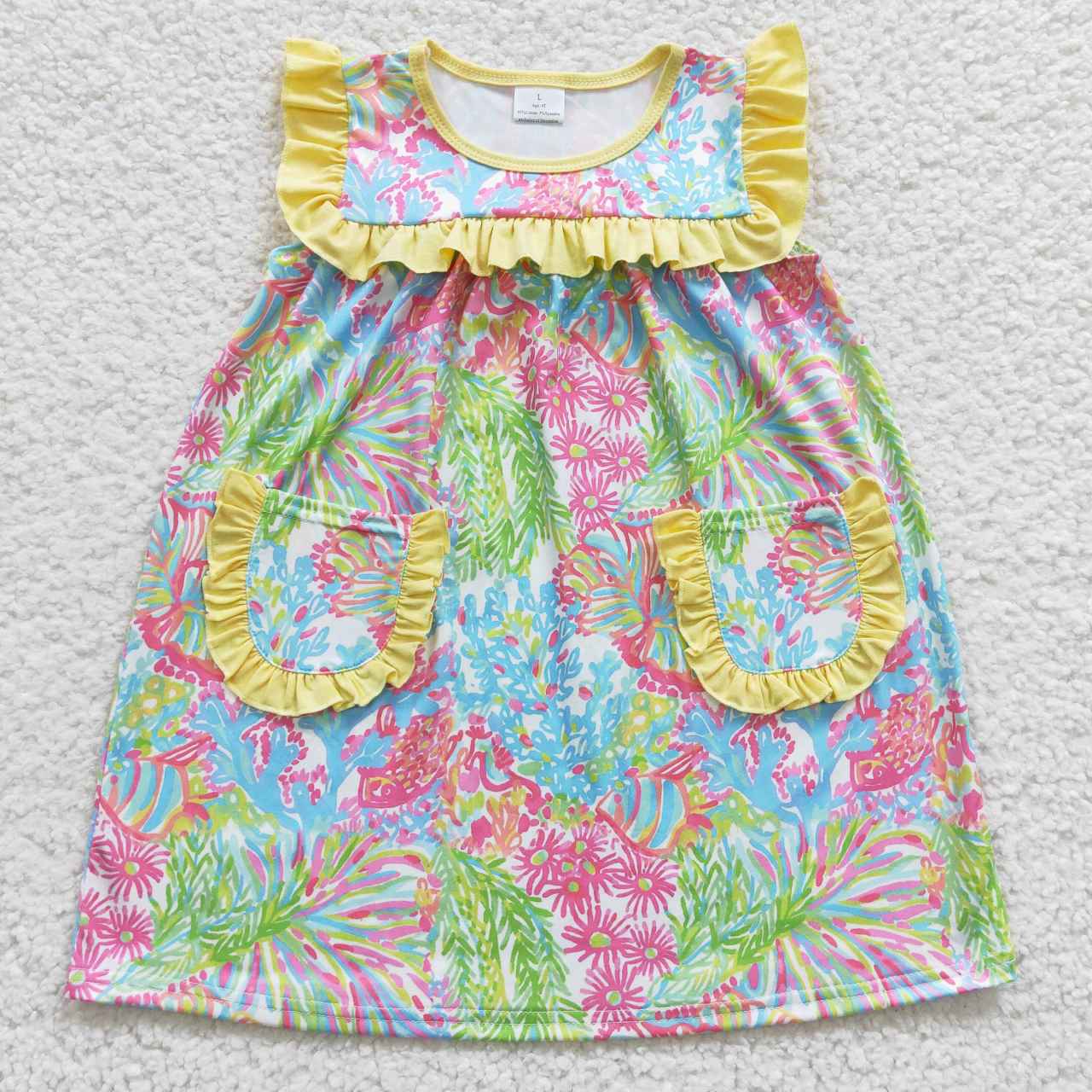 girl sleeveless lilly pocket shirt dress