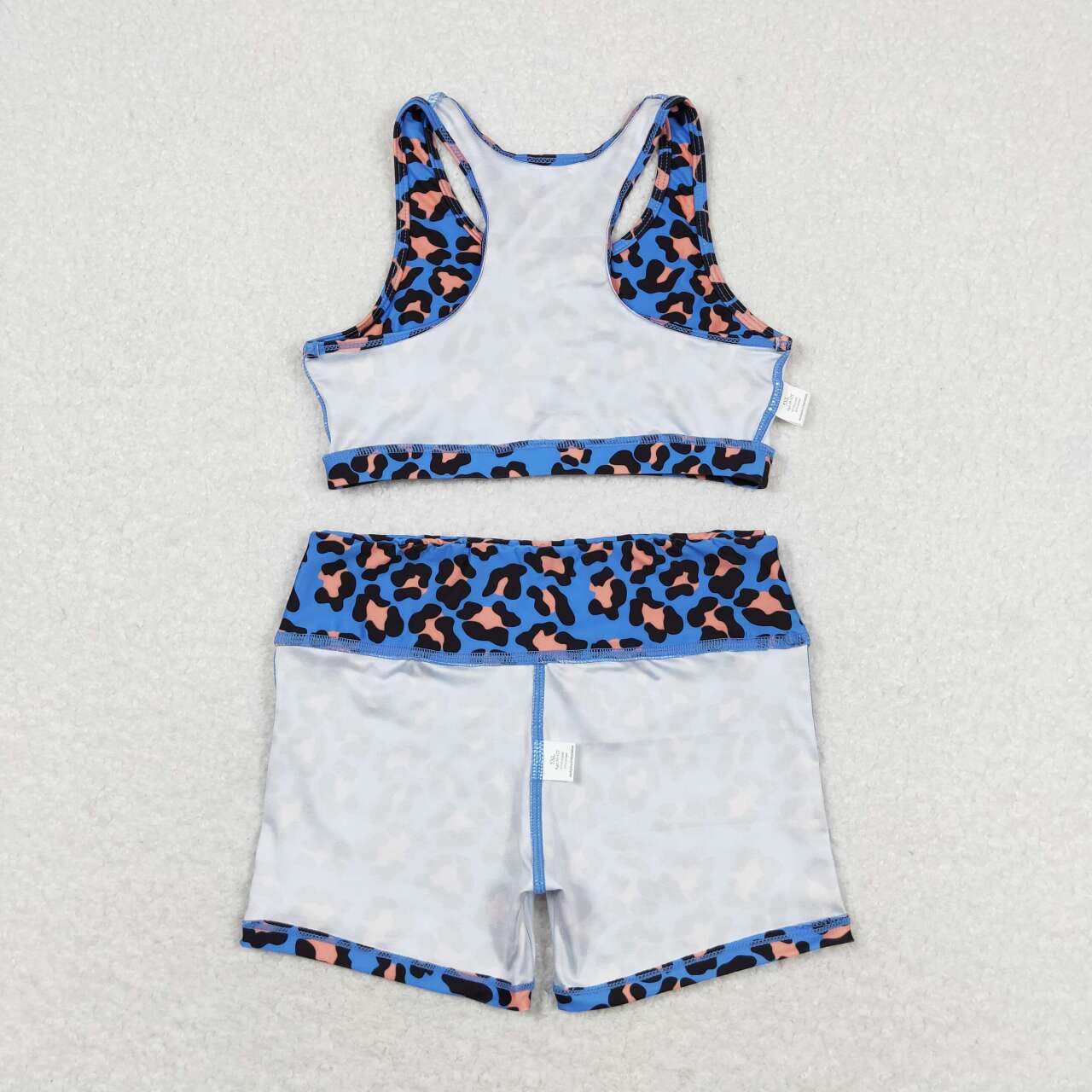 kids girl summer yoga suit orange leopard