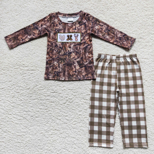camo hunting embroidery pants set boys clothing