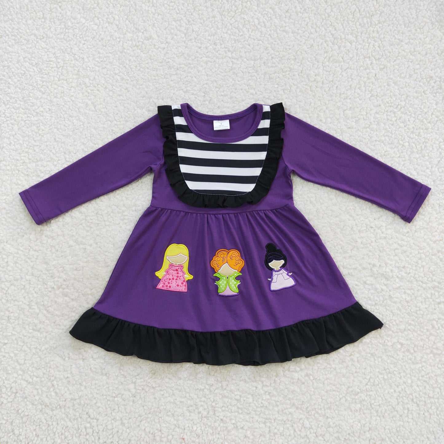 purple hocus pocus embroidery little girl halloween dresses