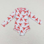 girl one pieces crawfish rash guard swimsuit
