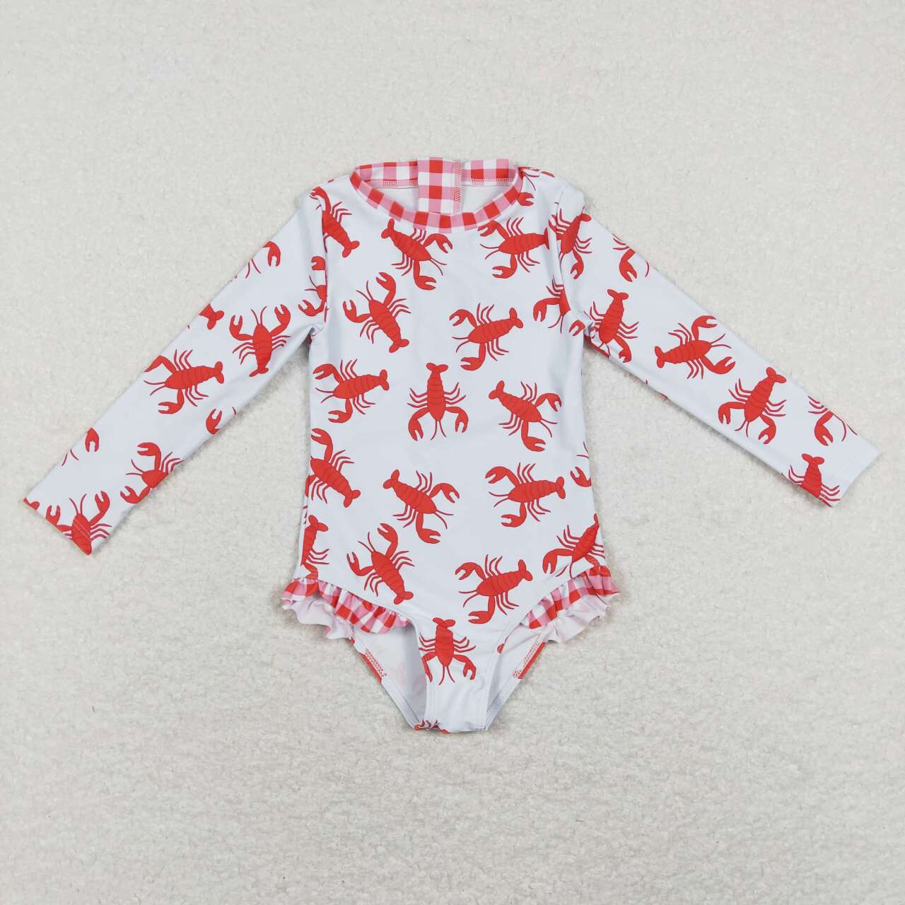 girl one pieces crawfish rash guard swimsuit