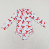 girl one pieces crawfish rash guard swimsuit