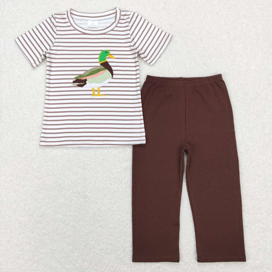 boy short sleeve duck embroidery pants set