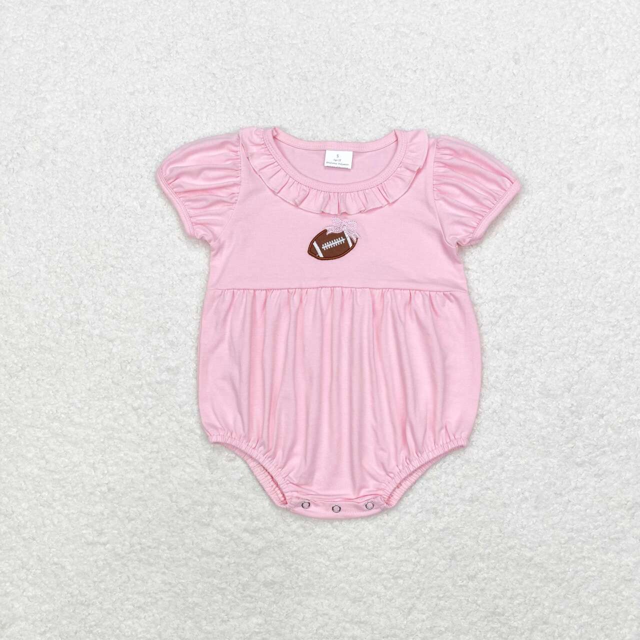 football embroidered pink cotton bubble