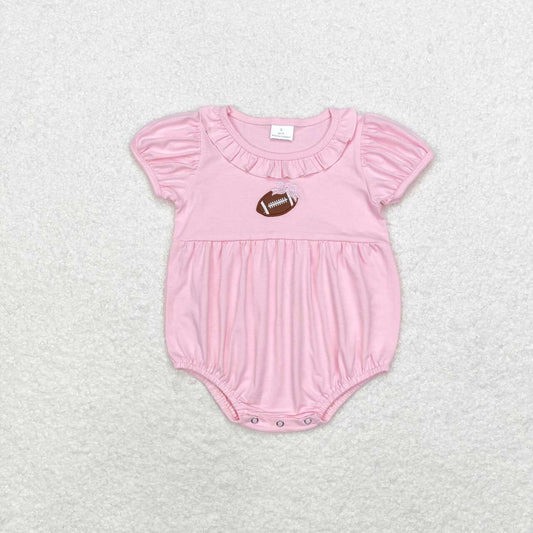 football embroidered pink cotton bubble