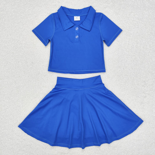 little girl royal blue yoga two piece activewear