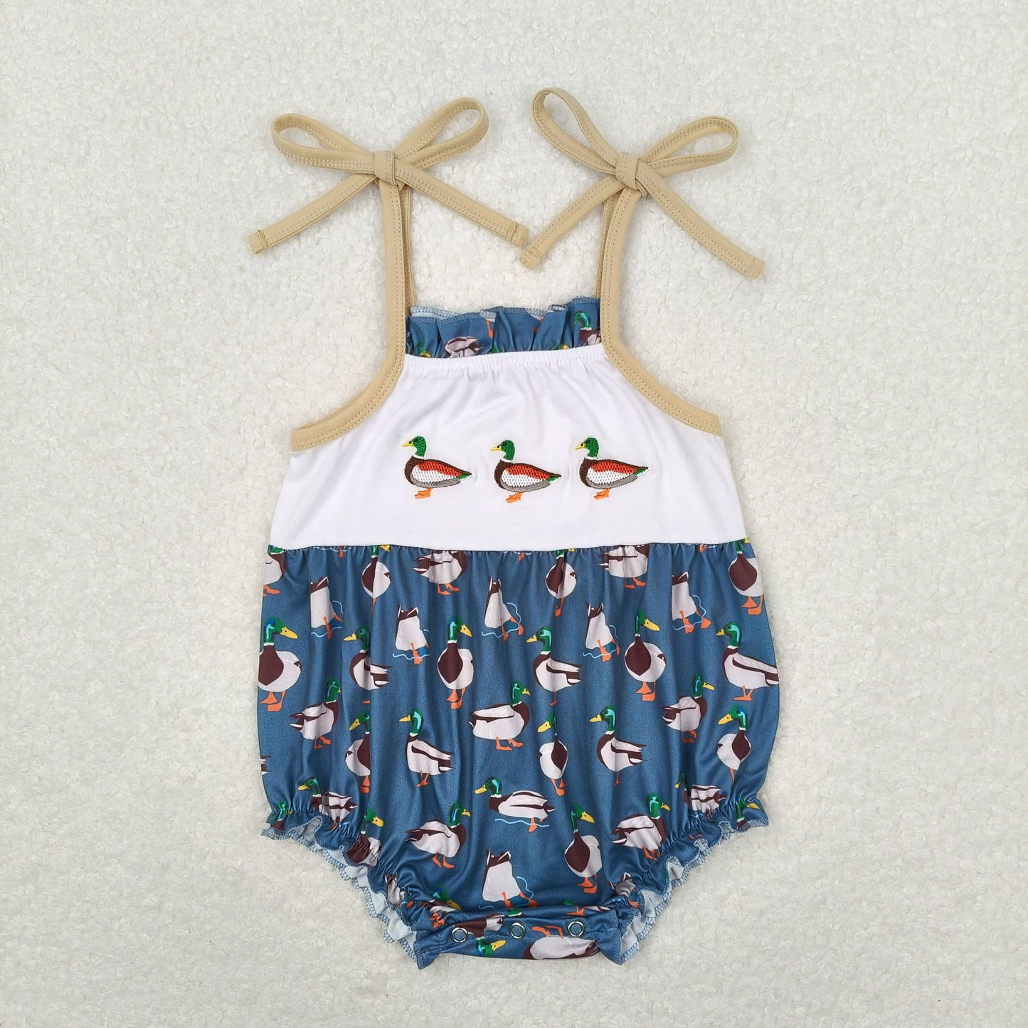 baby girl embroidery duck strap bubble