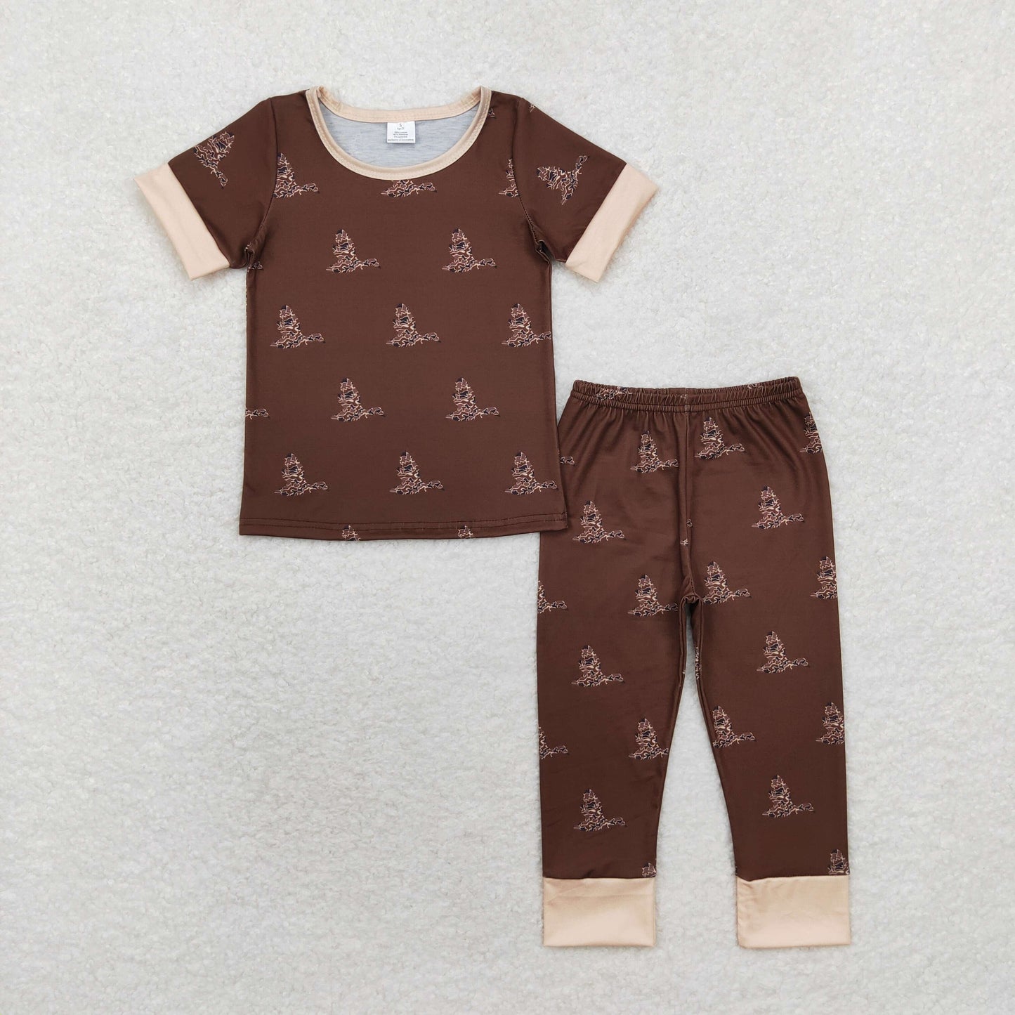 baby boy camo duck print bamboo pajama brown