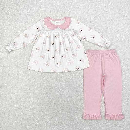 pink santa pants set girl Christmas outfit