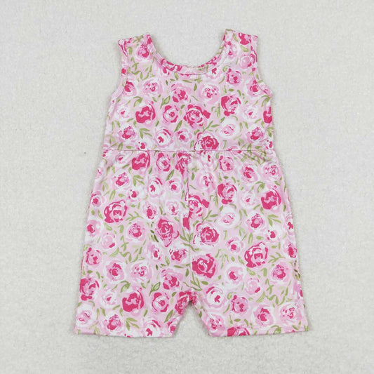 rose flower tank shorts jumpsuit little girl clothing