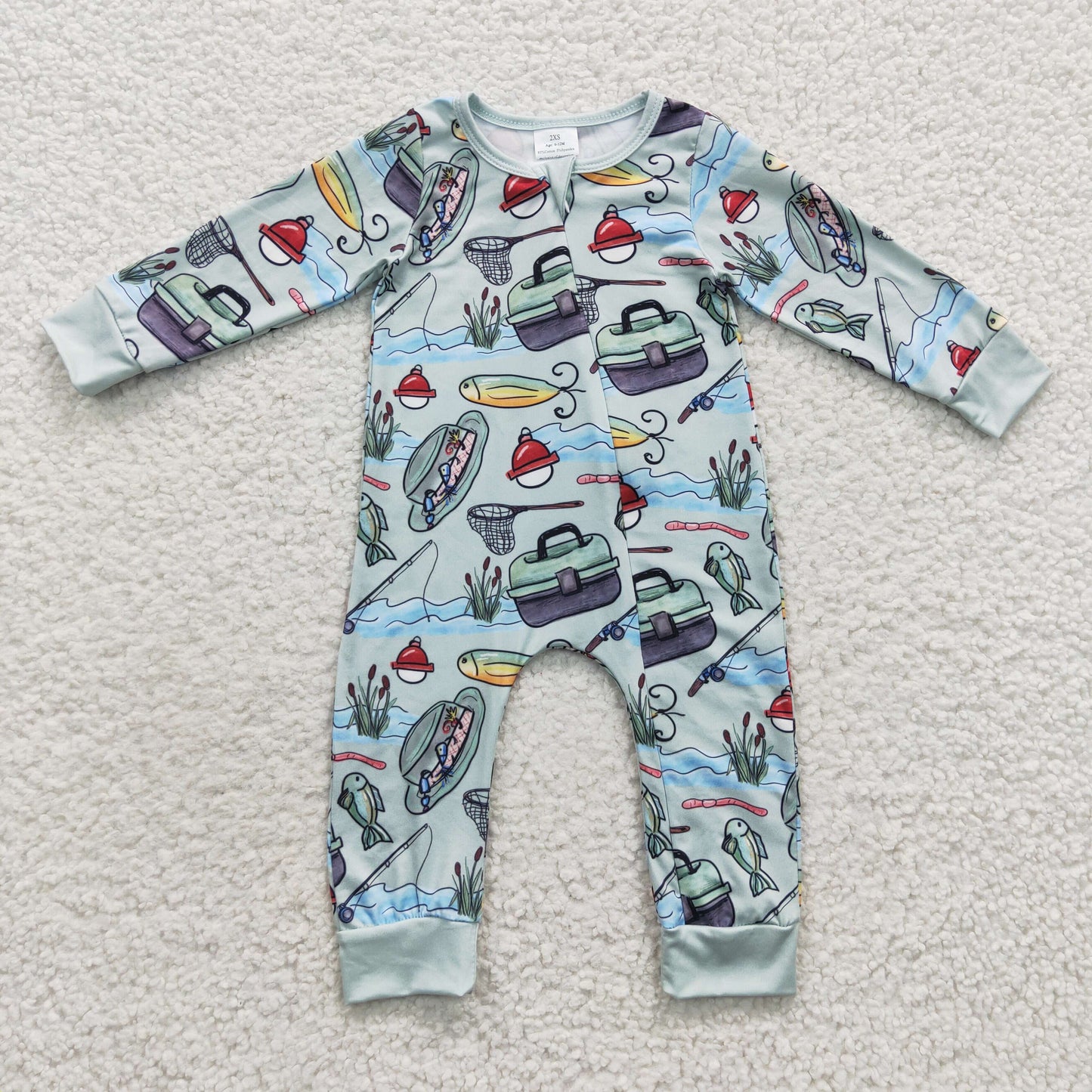 fishing tool zipper romper PJs