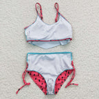 Watermelon Ruffle Girls High Waisted Bikini Swimsuit