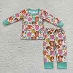 2pieces cartoon pig print kids boy pajama