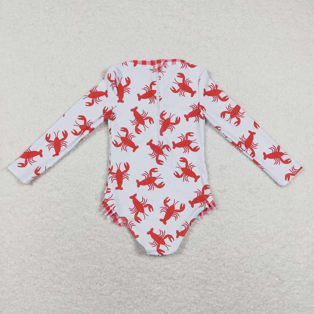 girl one pieces crawfish rash guard swimsuit