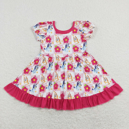 hot pink floral dog ruffle dress