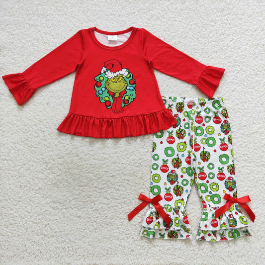 ruffle grinchey pants set toddler girl christmas clothing