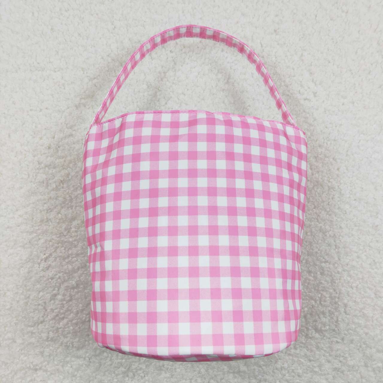 kids girls easter light pink plaid bunny basket