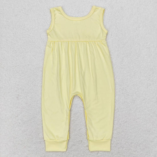 sleeveless cotton solid yellow baby girls romper
