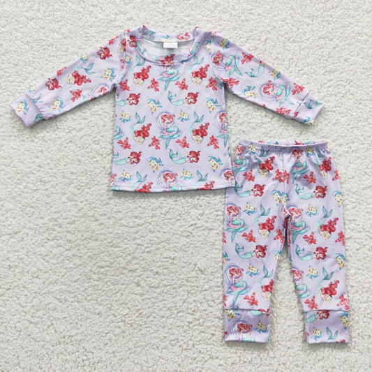 girl long sleeve mermaid pajama set