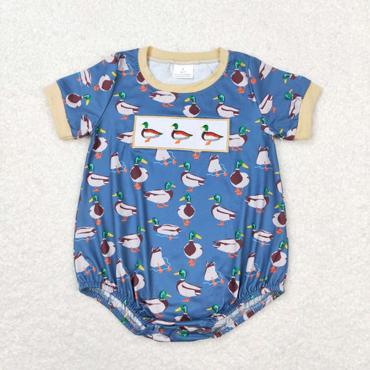 baby boy duck embroidery bodysuit romper