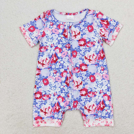baby girl colorful flower zip sleeper