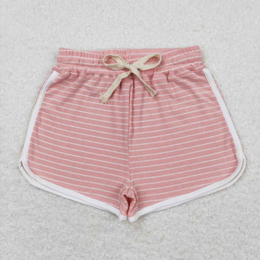 pink striped girls summer shorts