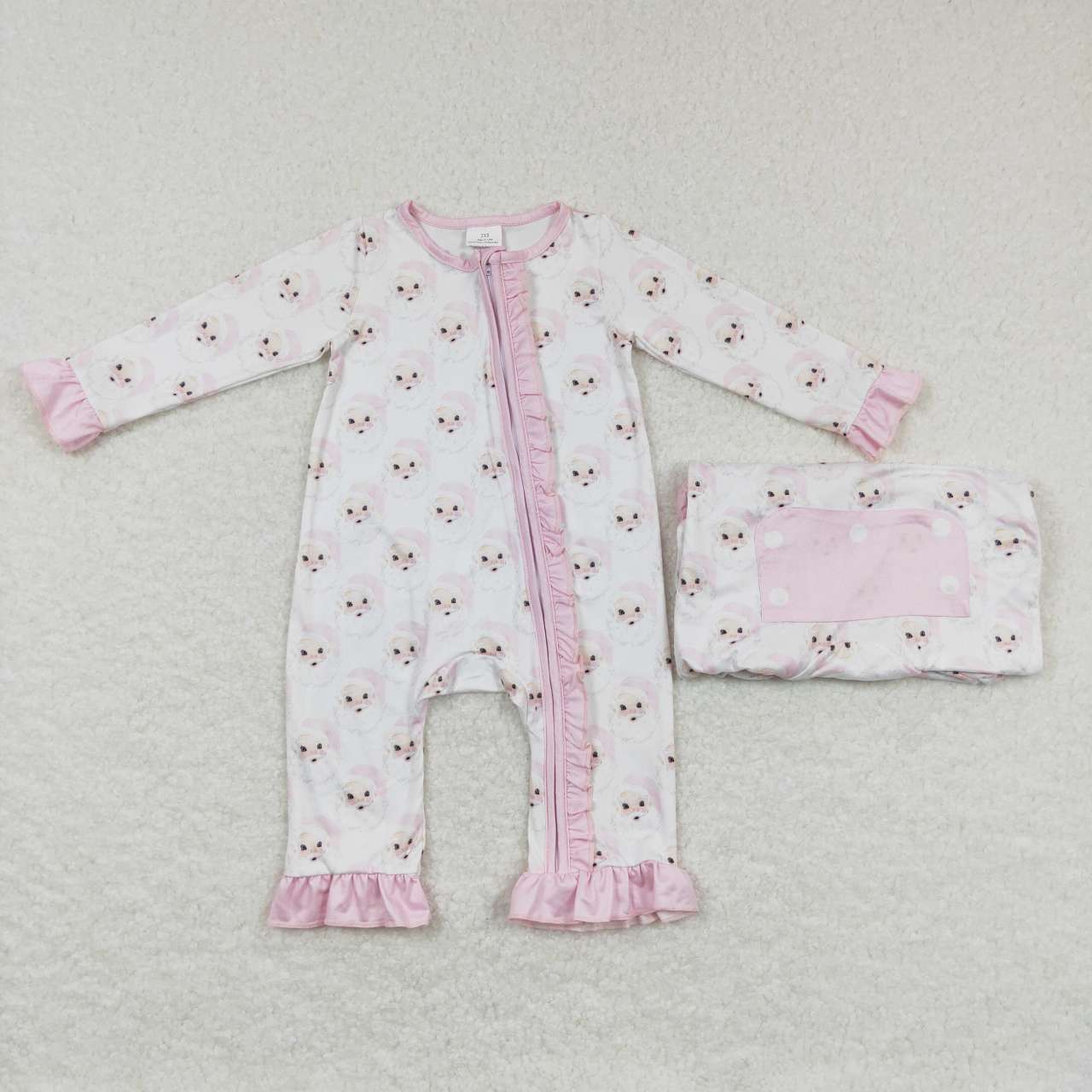 pink santa baby girl christmas zip sleeper
