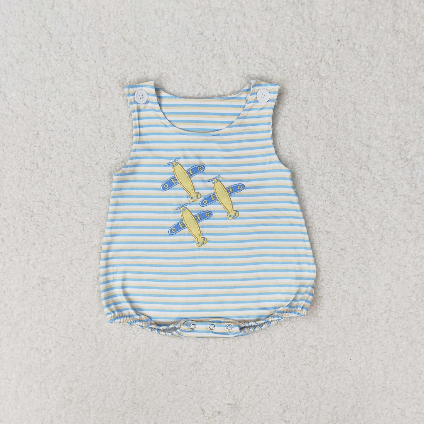 stripes embroidery plane romper baby boy clothes
