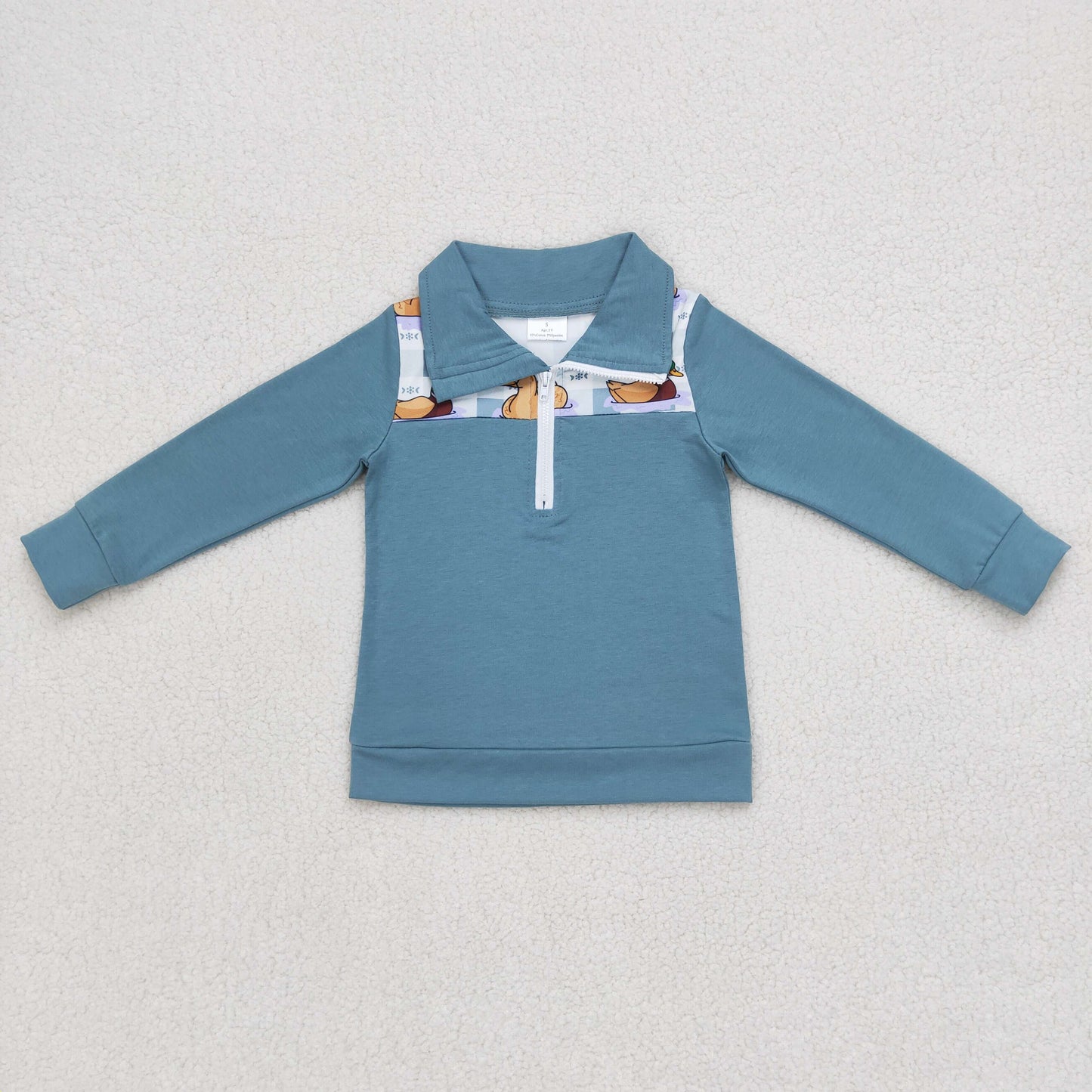 duck print baby boys zip pullover