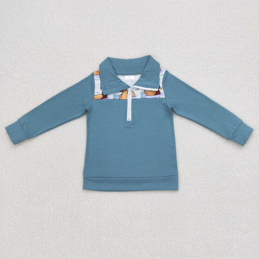 duck print baby boys zip pullover