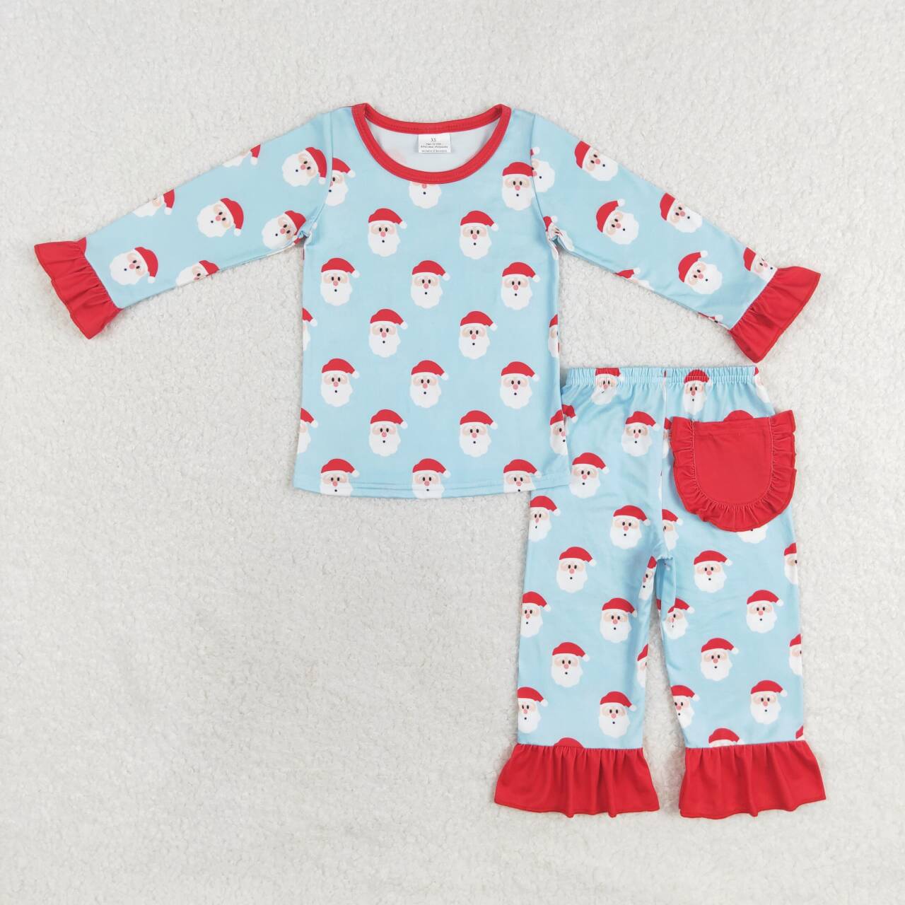 santa print girls christmas pajama set