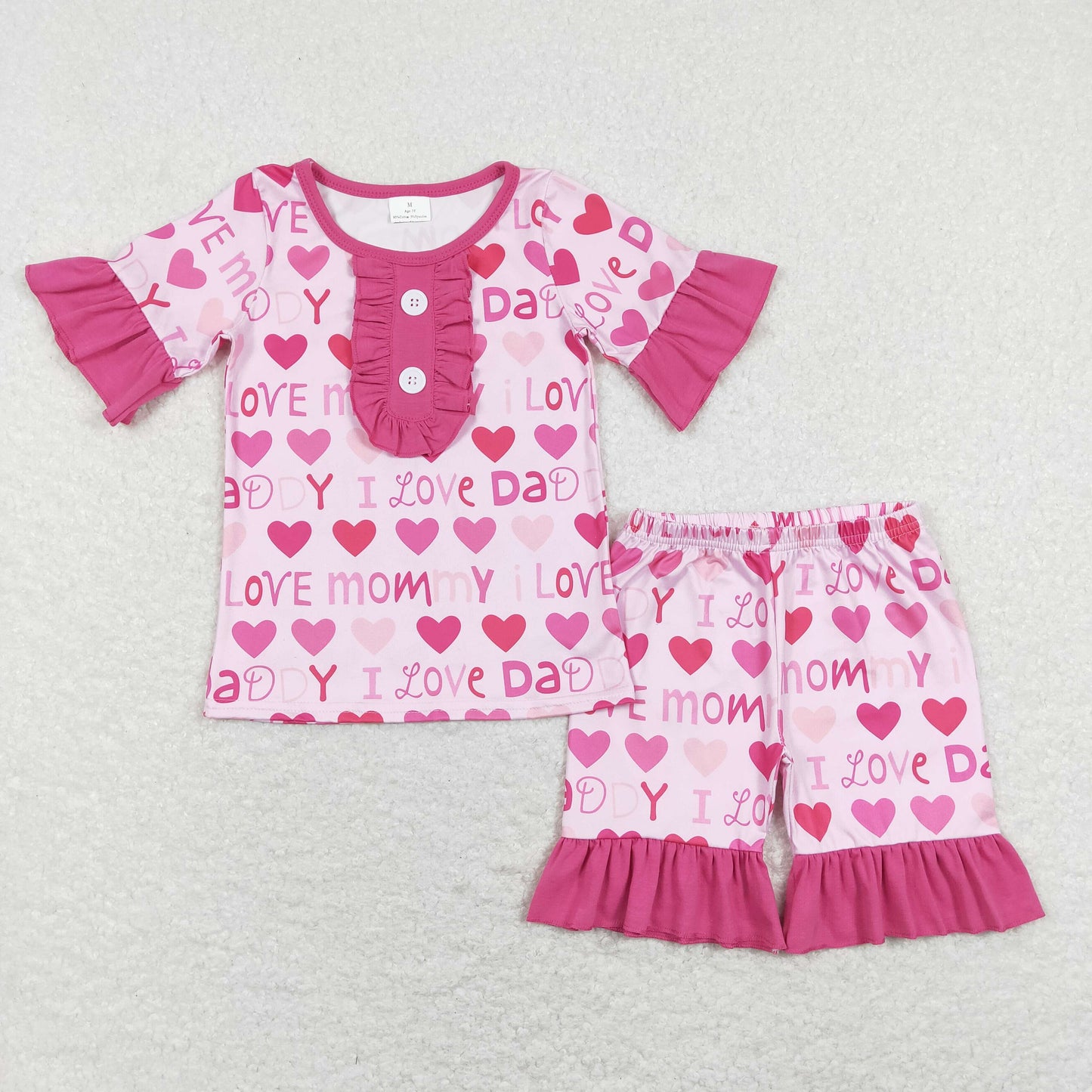 i love mommy daddy girl shorts set