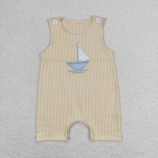 sailboat striped baby boy tank romper