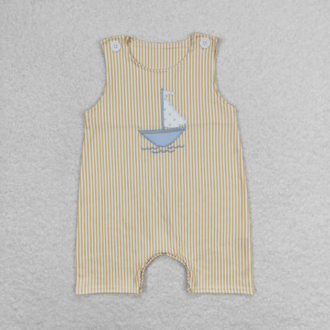 sailboat striped baby boy tank romper