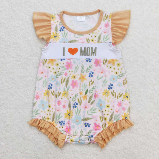 i love mom embroidery romper for baby girl